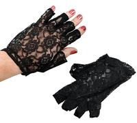 Bristol Novelty BA669 Lace Gloves 9" Fingerless Black, Womens, One Size