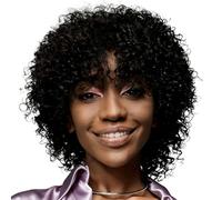 Black Short Natural Fluffy Small Curly Wig Retro Hair, Daily Commuting Breathable Full Headset Beautiful(Black)