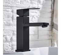 Black Short or Tall Basin Sink Faucet Hot Cold Kitchen Mixer Deck Mounted Square Type Soft Water Faucets Single Handle