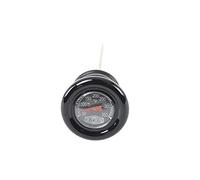 Black Shorty Style Oil Tank Dipstick with Oil Temperature Gauge - Black Gauge Face/Black Bezel/Orange Needle - Fits 1965-1984 Harley FL & 1971-1984 FX Big Twin & 1971-1978 XL Sportster Models