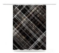 Black Shower Curtain 180 x 200 cm, Waterproof Shower Curtain Quick Dry Bath Washable Polyester Fabric, Extra Long Weighted Hem with 12 Hooks, Bathroom Decor, Gifts for Women, Lattice Curtains,Model977
