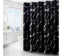 Black Shower Curtain 180x180cm black Marble pattern shower curtains Water Resistant Quick Dry Polyester Bathtub Shower Curtain with 12 Hooks for Wet Room Bathtub Shower Stall,Bathroom Curtain Set