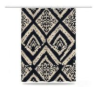 Black Shower Curtain 200x220 cm, Waterproof Shower Curtain Quick Dry Bath Washable Polyester Fabric, Extra Long Weighted Hem with 12 Hooks, Bathroom Decorations, Wet Room Decor, Boho Curtains,Model951
