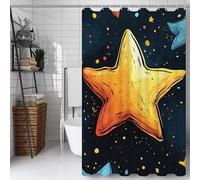 Black Shower Curtain, Bathroom Curtain with 12 Hooks | Waterproof Polyester | Rustproof Eyelets | Weighted Hem | Machine Washable | Quick Dry | Bathroom Accessories Decor | 100x140cm Geometry Y#304