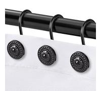 Black Shower Curtain Hooks, Rust Proof Decorative Shower Curtain Rings for Bathroom, Shower Curtain Hooks for Shower Liner, 12Pcs
