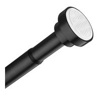 Black Shower Curtain Pole, 76-195cm Spring Tension Rod, 25mm Anti-Slip Shower Rail Extendable, Non Drill Telescopic Shower Rail for Bathroom,Kitchen