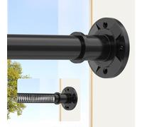 Black Shower Curtain Pole 78-223 cm, 28mm Extendable Tension Curtain Rod No Drill, Adjustable Heavy Duty Shower Rail with 1pcs Bracket for Bathroom, Window, Door