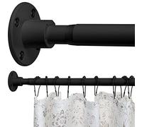 Black Shower Curtain Pole - Adjustable Frosted Shower Curtain Rods 74cm-198cm, Heavy Duty Shower Rods for Bathroom, Closet, Windows, Doorway, Bedrooms, Balcony, Patio and Laundry Room