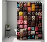 Black Shower Curtain, Shower Curtains Candy Bathroom Curtains with 12 Hooks, HD Printing Waterproof Bath Curtain Quick-Drying Washable for Wet Room, Bathroom Decor, Gifts 90 x 200 cm -ly25072JC