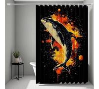 Black Shower Curtain, Shower Curtains Whale Bathroom Curtains with 12 Hooks, HD Printing Waterproof Bath Curtain Quick-Drying Washable for Wet Room, Bathroom Decor, Gifts 150 x 200 cm -ly25072ES