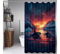 Black Shower Curtain Whale Shower Curtains for Bathroom, HD Printing Waterproof Bathroom Curtains with 12 Hooks, Polyester Bath Curtain Machine Washable for Shower Stall 100 * 180cm -ly250729EBS
