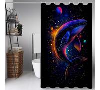 Black Shower Curtain Whale Shower Curtains for Bathroom, HD Printing Waterproof Bathroom Curtains with 12 Hooks, Polyester Bath Curtain Machine Washable for Shower Stall 200 * 240cm -ly250724V9E