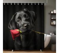 Black Shower Curtains Animal Labrador Retriever 3D Printed Waterproof Polyester Bathroom Curtain with 12 Hooks, Decorative Bathtub & Shower Curtain 240 x 200cm