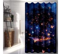 Black Shower Curtains for Bathroom, Shower Curtain Tree of Life Bathroom Curtains with 12 Hooks, Waterproof Bath Curtain Machine Washable Fabric for Bath Tub, Home Accessories 150x200cm -lsy2507L4