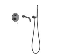 Black Shower Head Set 360° Swivel Faucet Mixer for Bathtubs Modern Shower Tap with Handheld Sprayer Stylish Bathroom Accessories High-Pressure Water Flow