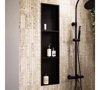 Black Shower Niche with Shelves 305 x 1210mm - Arissa