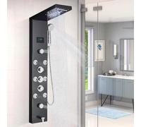 Black Shower Panel Tower Wall Mounted Tower System Shower Tower Panel 5 Functions with 8 Massage Jets,Black