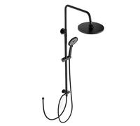 Black Shower Riser Rail Kit, Bevankly Shower Mixer Set with 21 * 21cm Rainfall Head and Handshower Twin Bath Set for Bathroom, Stainless Steels Shower Kit Without Tap, Matte Black Shower System