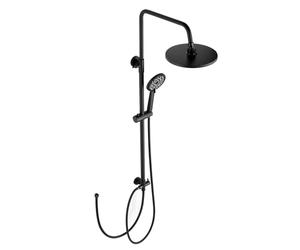 Black Shower Riser Rail Kit, Bevankly Shower Mixer Set with 21 * 21cm Rainfall Head and Handshower Twin Bath Set for Bathroom, Stainless Steels Shower Kit Without Tap, Matte Black Shower System