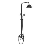 Black Shower System with Tub Spout and Handheld Shower Faucet Set Wall Mount Height Adjustable 8'' Rainfall Shower Head System, 3 Functions,Style a(Style a)