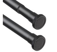 Black Shower Tension Rod 76-194cm, Diameter 25mm Extendable Spring Tension Pole without Drilling for Shower Curtain, Door Curtain, Wardrobe, Bathroom