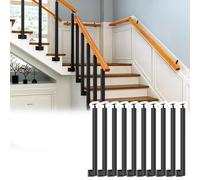 Black Side Mount Stairs Spindles Balusters 10 Pack Metal Support Columns for Deck Porch Corridor Fences 105cm / 41.3in Indoor Stair Railing Posts Durable & Stylish