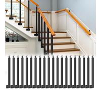 Black Side Mount Stairs Spindles Balusters 20 Pack 90cm/35inch Metal Support Column for Deck Porch Corridor Fence Indoor Stair Railing Post Square Design
