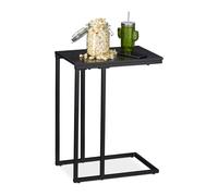 Black side table Lightweight Easy Assembly C-Shape Side Table Black End Table