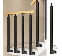 Black SideMounted Stair PostSquare Outdoor Fence Post for Basement Balcony Terrace Steps Steel with Screw Sets for Exterior Stairs