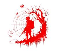 Black Silhouette of A Sniper On White Background Wall Stickers 72x74.3cm Art Decoration Red