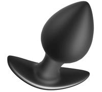 Black Silicone Anal Plug 3.9x1.81in with Curved Base & Tapered Slim Stem, Comfortable Long-Term Wear Prostate Massager