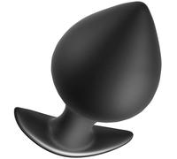 Black Silicone Anal Plug 4.72x2.6in with Curved Base & Tapered Slim Stem, Comfortable Long-Term Wear Prostate Massager