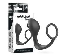 Black silicone anal plug with cockring addicted toys, Width 70 mm, Length 164 mm, Depth 55 mm, Department Couple, Poids 0.100 Kg, Color Black