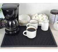 Black Silicone Coffee Bar Mat for Countertop 18x12 in, Bar Mats for Countertop, Coffee Machine Mat, Non-Slip Espresso Machine Mat, Dirty Soda Bar Accessories
