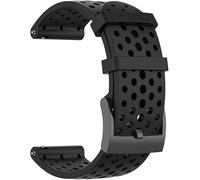 Black Silicone Replacement Watch Strap 24mm - Compatible with Suunto 7/9/9 Baro/D5/Spartan Sport/Wrist HR & Fossil Nate/Q, Water-Resistant Sporty Strap with Air Holes for Comfort & Ventilation