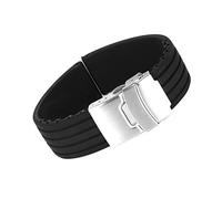 Black Silicone Rubber Watch Strap Band Deployment Buckle Waterproof 20mm, One Size, 21e