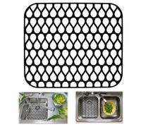 Black Silicone Sink Mat, ADERTOS Folding Non-Slip Sink Protectors Kitchen Sink Protector Mat Silicone Mats Counter Protector for Bottom of Kitchen Sink, Dishes and Glassware Drain Mat, 34.5 x 29.5cm