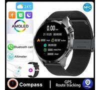 (black, Silicone strap + Milan) 4 Smart Watch Men Watch 4 Pro Amoled Hd Screen Bluetooth Call Nfc Health Monitoring Smartwatch 2024 New Watch