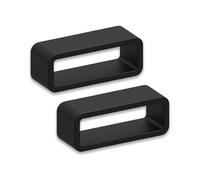 Black Silicone Watch Strap Keeper Loops | 16mm 18mm 20mm 22mm 24mm | 2 Pack | Super Strong Band Holders | Thick Replacement Wristwatch Rubber Retainers | Suitable for Watches & Smartwatches