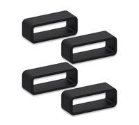 Black Silicone Watch Strap Keeper Loops | 16mm 18mm 20mm 22mm 24mm | 4 Pack | Super Strong Band Holders | Thick Replacement Wristwatch Rubber Retainers | Suitable for Watches & Smartwatches