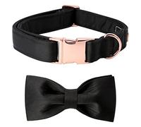 Black Silk Dog Collar with Bowtie Adjustable Pet Girl Dog Collar for Large Medium Small Dogs (Size : X-Large)