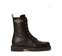 Black Silk & Nylon Boots - female - Twinset - Lace-up Boots - Black - 6 UK - Shoes 6 UK