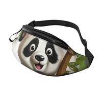 Black silk Wrinkle Fanny Pack for Women Men Fashion Waist Pack Adjustable Belt Bag for Workout Running Travelling Casual Waist Bag, Cute Panda Climb Bamboo, One Size