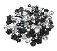 Black/Silver 100 Mix Acrylic & Resin Buttons & Flatbacks for Cardmaking Embellishments