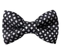 Black & Silver 100% Silk Harlequin Check Bow Tie