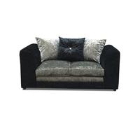 (Black-silver, 2 seater) Leo Crushed Velvet 3 & 2 Seater Sofa Set