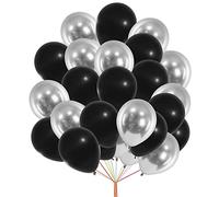 Black Silver 5 Inch Latex Balloons 50 Pack for Birthday, Wedding, Baby Shower, Graduation, Anniversary Decoration