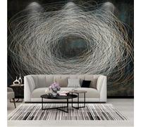 Black Silver Abstract Wallpaper Mural 250 × 175 Cm Non Woven Luxury Wall Mural with Modern Swirl Line Art Design Large Artistic Feature Wall Decor for Living Room Cafe Studio Swirl Line 250 × 175