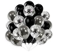 Black Silver Balloons 10inch Confetti Balloons Pack of 30 Combo Balloon Set Latex Balloons for Birthday Wedding Baby Shower Anniversary Decoration