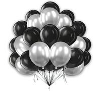 Black Silver Balloons 25 Pack 5 Inch Black White Balloon Helium Latex Balloons for Birthday Baby Shower Wedding Anniversary Carnival Graduation Party Decorations